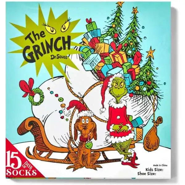 Dr. Seuss How the Grinch Stole Christmas! Kids 15 Days of Socks 15-Pack [Size: 9 - 2.5, Medium]