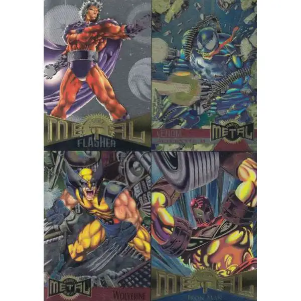 Marvel 1995 Metal Inaugural Edition 4 Character Uncut 5" x 7" Promo Trading Card Sheet
