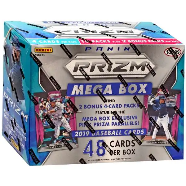 MLB Panini 2019 Prizm Baseball Trading Card MEGA Box [10 Packs + 2 Bonus 4-Card Packs, 1 Autograph]
