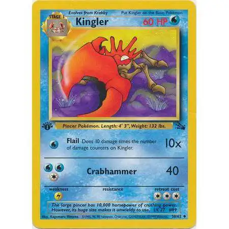 Pokemon Fossil Uncommon Kingler #38 [1st Edition] [Lightly Played]