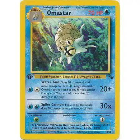 Pokemon Fossil Uncommon Omastar #40 [1st Edition - Lightly Played] [Lightly Played]