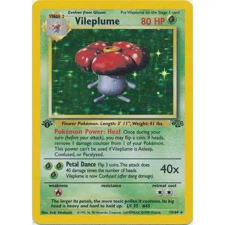 Pokemon Jungle Holo Rare Vileplume #15 [1st Edition] [Damage]