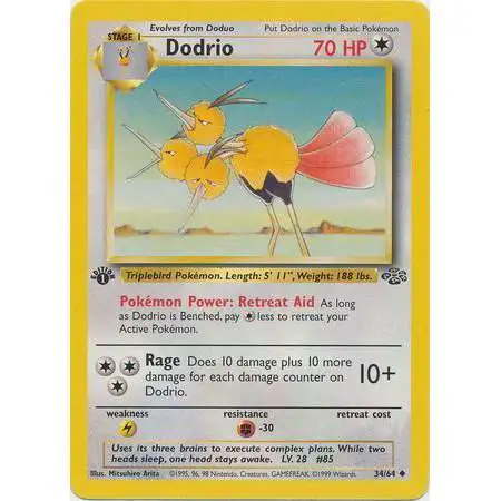 Pokemon Jungle Uncommon Dodrio #34 [1st Edition] [Moderately Played]