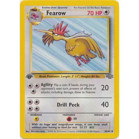 Pokemon Jungle Uncommon Fearow #36 [1st Edition] [Heavily Played]