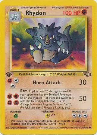 Pokemon Jungle Uncommon Rhydon #45 [1st Edition]
