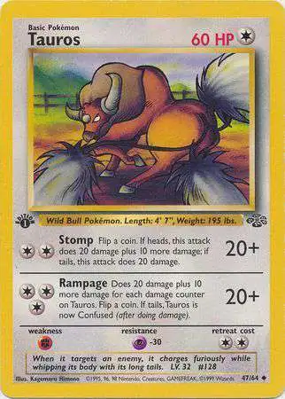 Pokemon Jungle Uncommon Tauros #47 [1st Edition - Lightly Played] [Lightly Played]