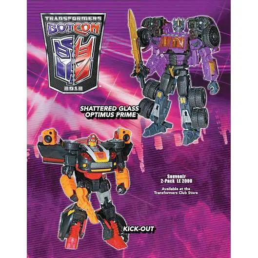 Transformers Botcon Exclusives Shattered Glass Optimus Prime & Kick-Out Exclusive Action Figure 2-Pack