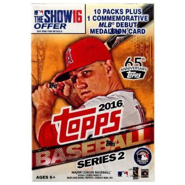 MLB Topps 2016 Series 2 Baseball Trading Card BLASTER Box [10 Packs + 1 Medallion Card]