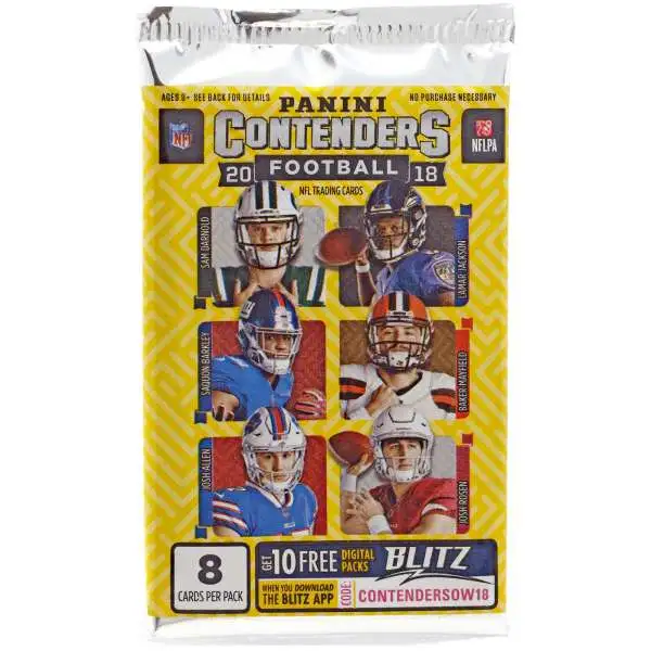 NFL Panini 2018 Contenders Football Trading Card RETAIL Pack [8 Cards]