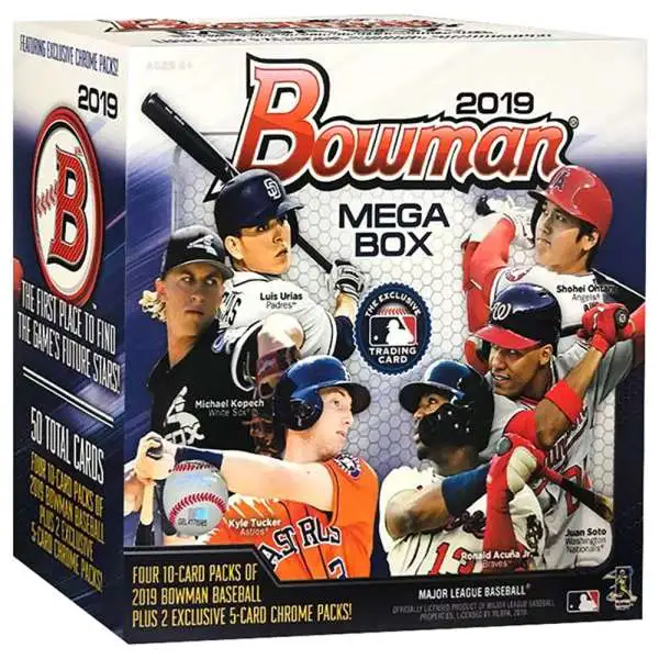 MLB Bowman 2019 Baseball Trading Card MEGA Box [4 Packs + 2 Exclusive Chrome Packs]