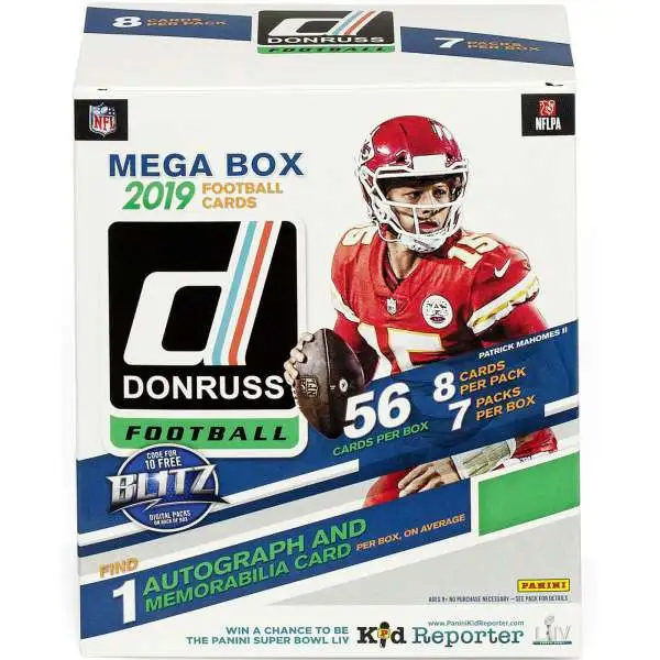 NFL Panini 2019 Donruss Football Trading Card MEGA Box [7 Packs, 1 Autograph OR Memorabilia Card]