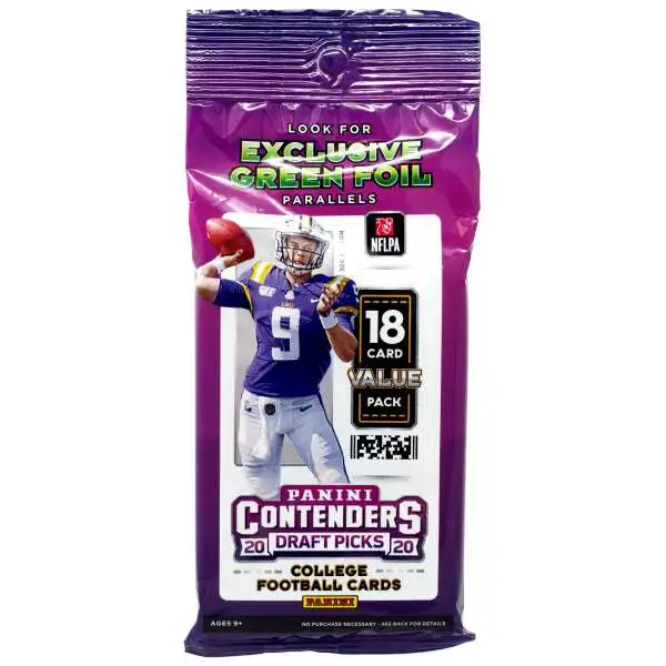 NFL Panini 2020 Contenders Draft Picks Football Trading Card VALUE Pack [18 Cards]
