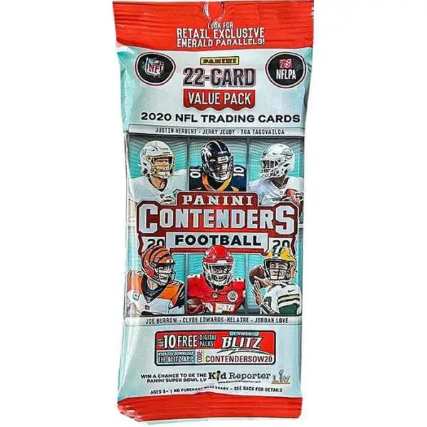 NFL Panini 2020 Contenders Football Trading Card VALUE Pack [22 Cards]