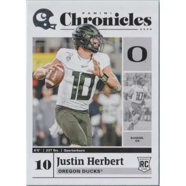 JUSTIN HERBERT ROOKIE CARD JERSEY #10 OREGON RC 2020 Panini Contenders  CHARGERS 
