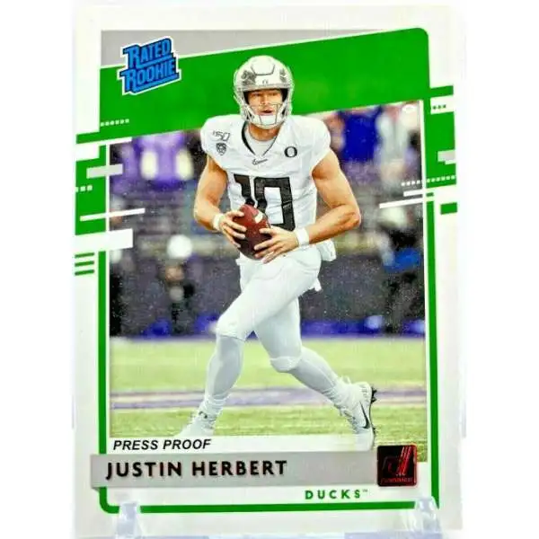 NFL Los Angeles Chargers 2020 Chronicles Draft Picks Donruss Red Press Proof Justin Herbert #4 [Rookie]