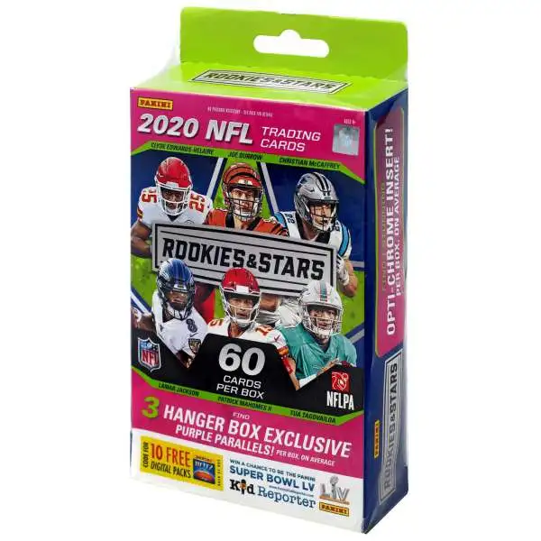 NFL Panini 2020 Rookies & Stars Football Trading Card HANGER Box [60 Cards]