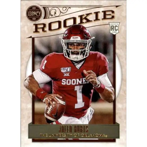  2020 Panini Absolute Rookie Force Relics Football #14 Jalen  Hurts Player Worn Jersey Rookie Card : Collectibles & Fine Art