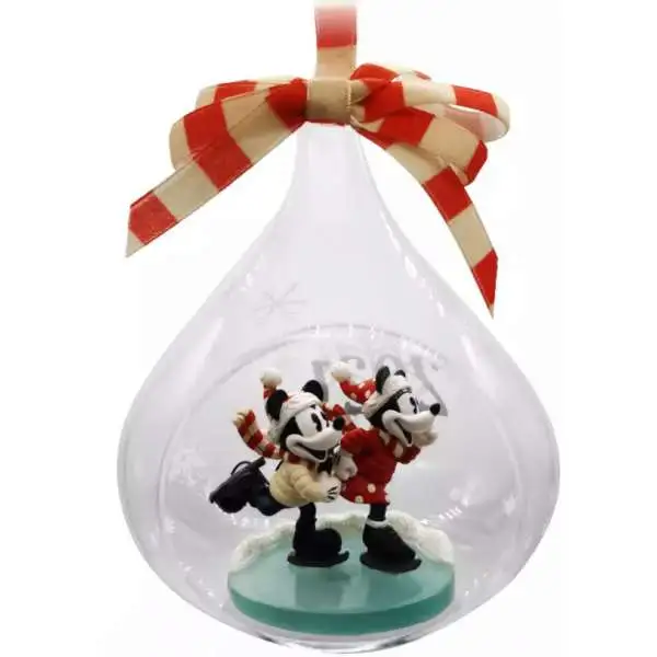 Disney 2021 Holiday Mickey & Minnie Mouse Exclusive Glass Drop Sketchbook Ornament