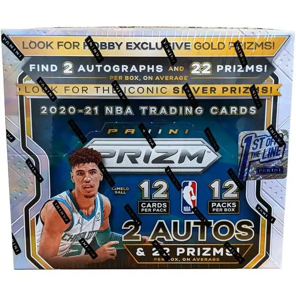 Panini 2020-21 Prizm Basketball Trading Card Box [FOTL (First Off The Line), 12 Packs, 2 Autographs & 22 Prizms]