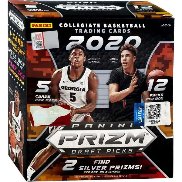 College Panini 2020-21 Prizm Draft Picks Basketball Trading Card MEGA Box [12 Packs, 1 Pink Ice Autograph!]