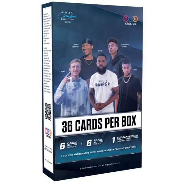 TruCreator, Inc. 2021 Creators Collection Series 1 Trading Card BLASTER Box [6 Packs, 1 Hit Per Box]
