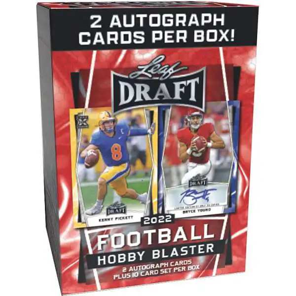 NFL Leaf 2022 Draft Football Trading Card HOBBY BLASTER Box [2 Autographs Plus 10-Card Set]