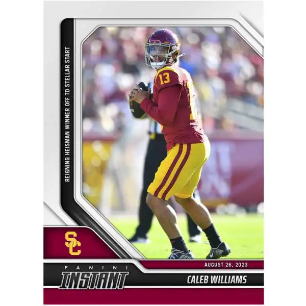 NCAA USC Trojans 2023 Instant College Football /780 Caleb Williams #1 [Prospect Card, Reigning Heisman Winner Off to Stellar Start]