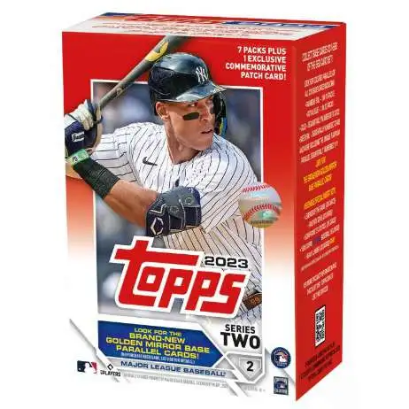 MLB Topps 2023 Series 2 Baseball Trading Card BLASTER Box [7 Packs, Plus 1 Commemorative Patch Card]