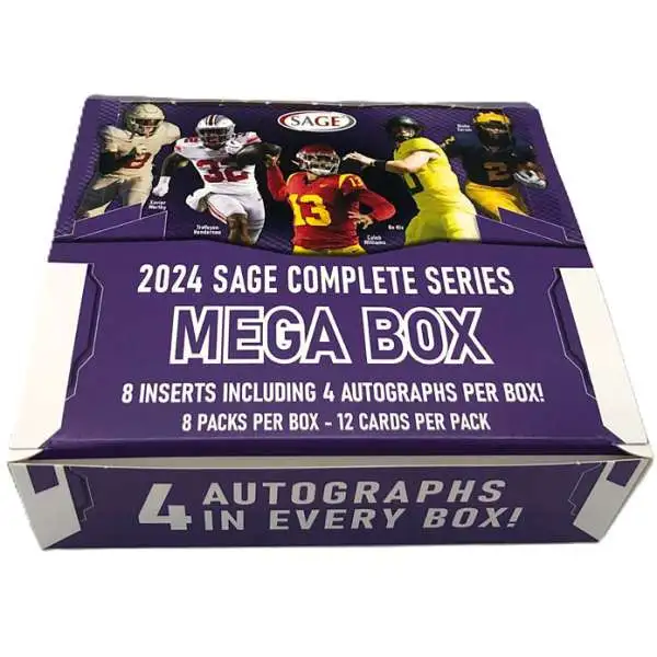 NFL 2024 Hit Premier Draft Football Complete Exclusive Trading Card MEGA Box [8 Packs, 4 Autographs]