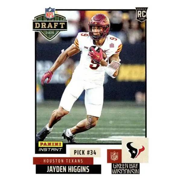 NFL 2025 Instant Draft Night Football Jayden Higgins NFLDN-28 [Rookie]