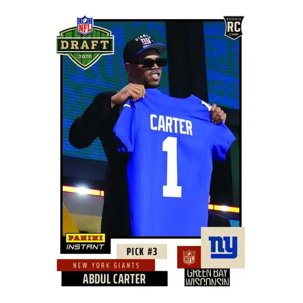 NFL New York Giants 2025 Instant Draft Night Football Abdul Carter NFLDN-3 [Rookie]