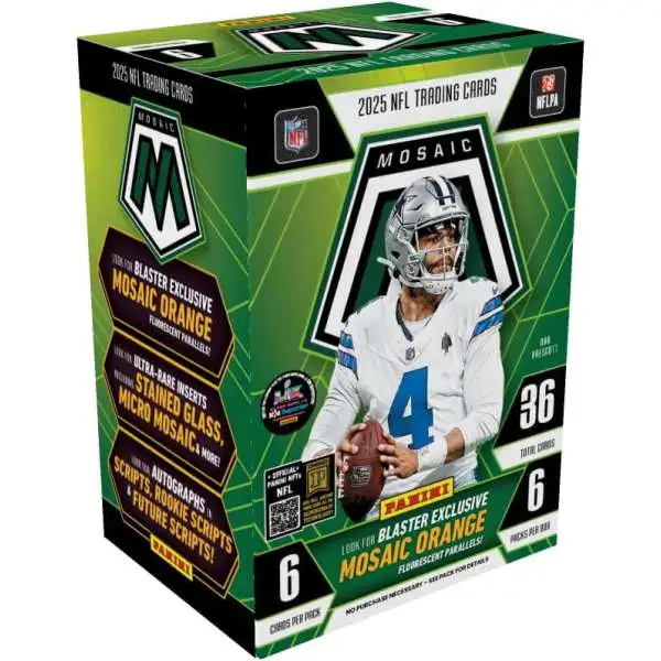 NFL Panini 2025 Mosaic Football Trading Card BLASTER Box [6 Packs]