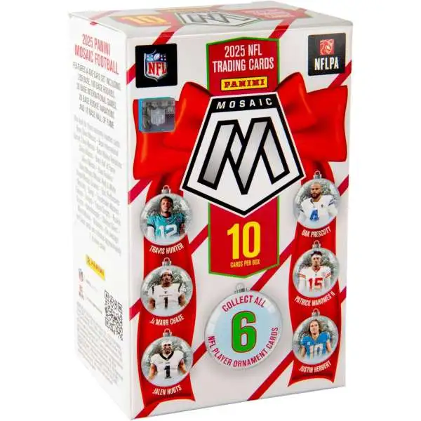 NFL Panini 2025 Mosaic Football Trading Card ORNAMENT Box [1 Pack & 1 Perforated Ornament]