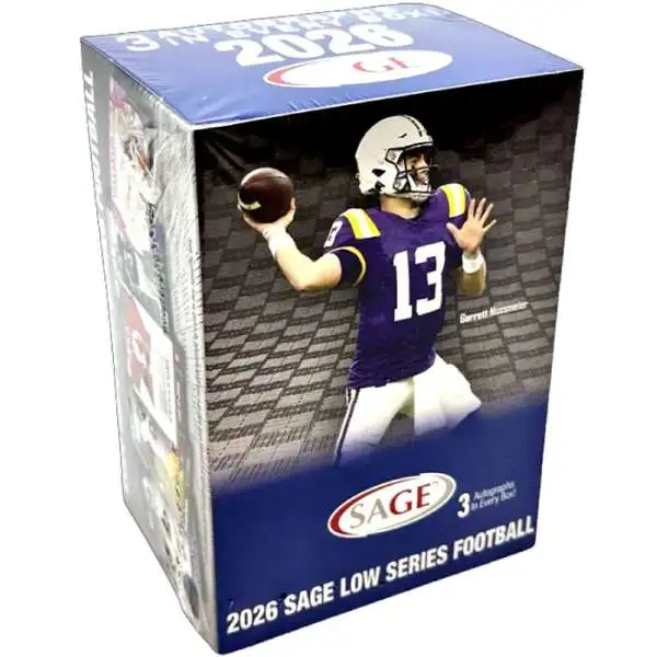 NFL Sage Collectibles 2026 LOW Series Football Trading Card BLASTER Box [5 Packs, 3 Autographs!]