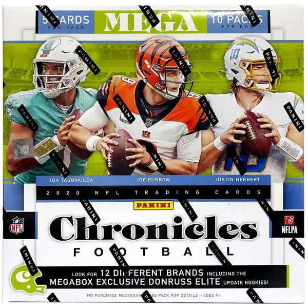 NFL Panini 2020 Chronicles Football Trading Card MEGA Box [10 Packs, Look for Donruss Elite Update Rookies]