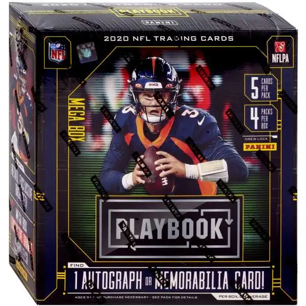 NFL Panini 2020 Playbook Football Trading Card MEGA Box [4 Packs, 1 Autograph OR Memorabilia Card]