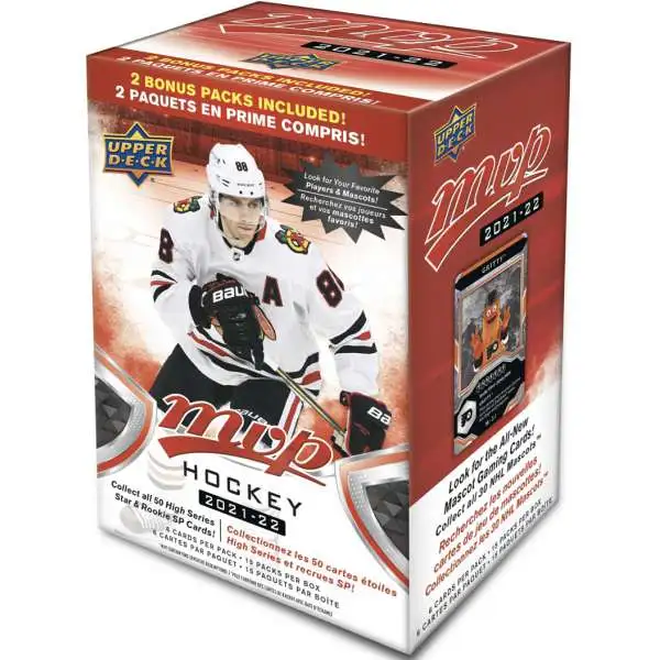 NHL Upper Deck 2021-22 MVP Hockey Trading Card BLASTER Box [13 Packs + 2 Bonus Pack ]