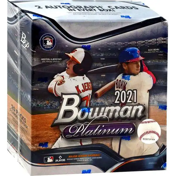 MLB Topps 2021 Bowman Platinum Baseball Trading Card MEGA Box [20 Packs, 2 Autograph Cards]