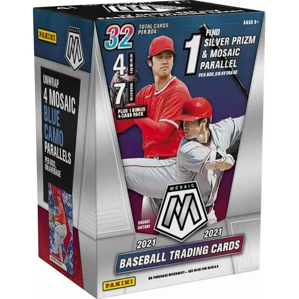 MLB Panini 2021 Mosaic Baseball Trading Card BLASTER Box [7 Packs, 1 Silver Prizm & Mosaic Parallel Card]