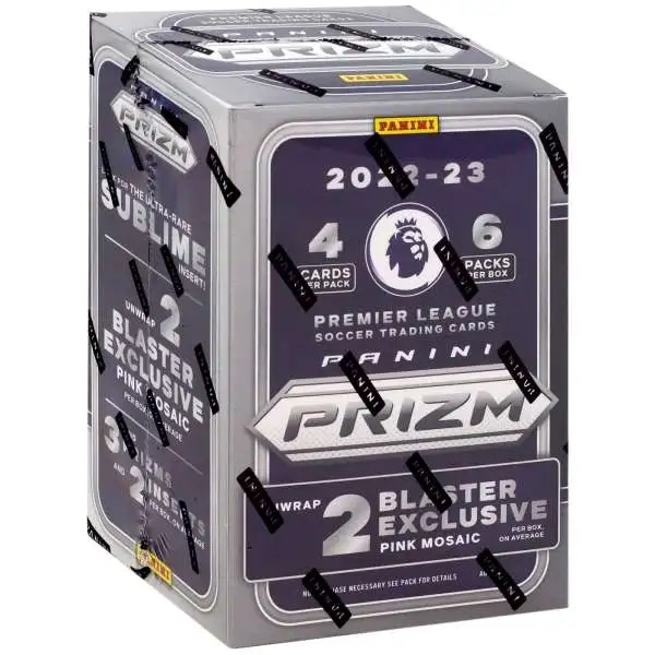 Panini Prizm 2022-23 Premier League Soccer Trading Card BLASTER Box [6 Packs, 2 Exclusive Pink Mosaics]