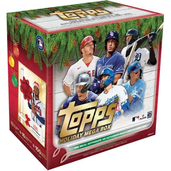 MLB Topps 2022 HOLIDAY Baseball Trading Card MEGA Box [10 Packs, 1 Autograph OR Relic Card]