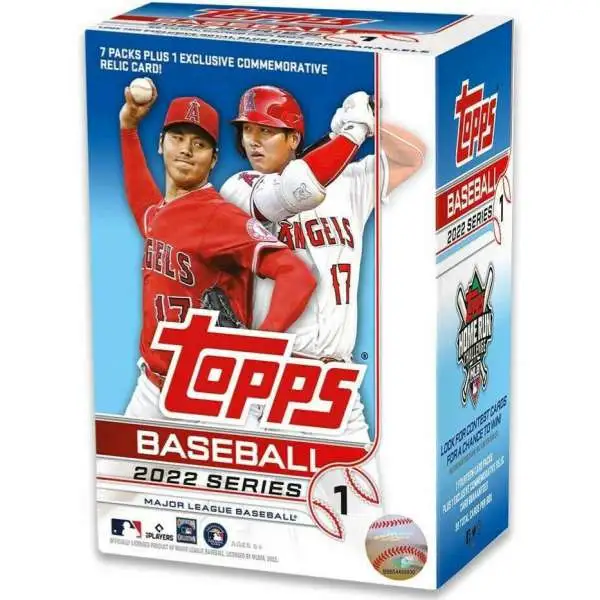 MLB Topps 2022 Series 1 Baseball Trading Card BLASTER Box [7 Packs Plus 1 Exclusive Commemorative Relic Card]