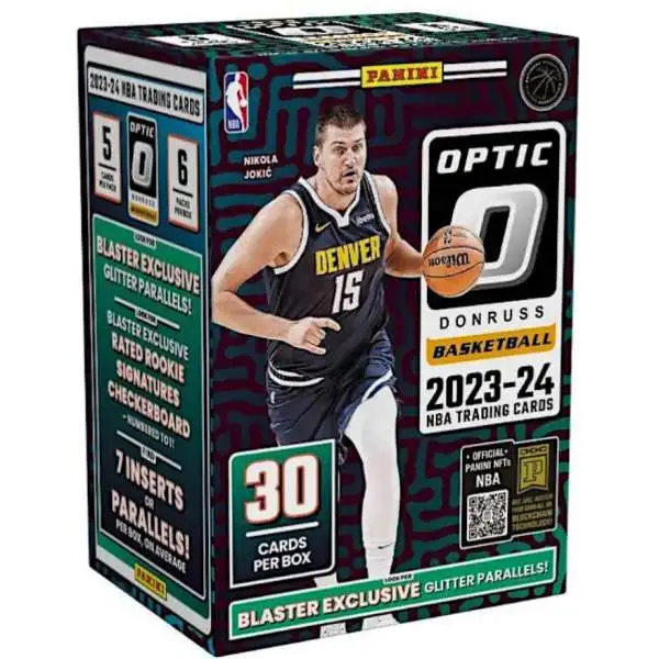 NBA Panini 2023-24 Donruss Optic Basketball Trading Card BLASTER Box [6 Packs, Glitter Parallels & Rated Rookie Signature Checkerboard!]