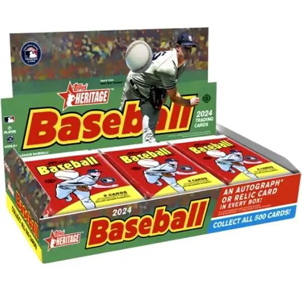 MLB Topps 2024 Heritage Baseball Trading Card BLASTER Box 8 Packs, 9