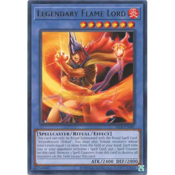 YuGiOh Trading Card Game Dark Crisis 25th Anniversary Rare Legendary Flame Lord DCR-EN081