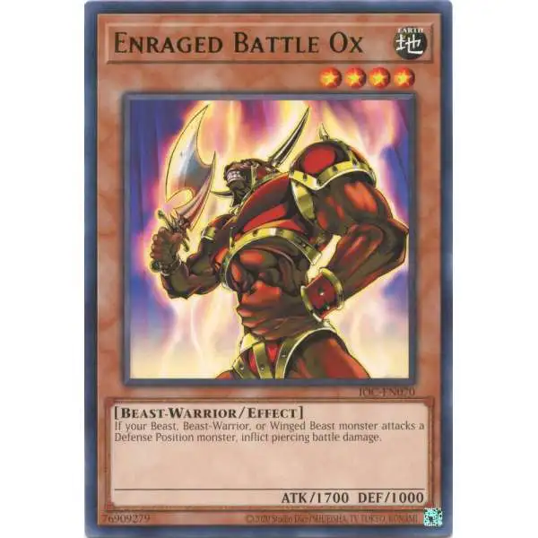 YuGiOh Trading Card Game Invasion of Chaos 25th Anniversary Rare Enraged Battle Ox IOC-EN070