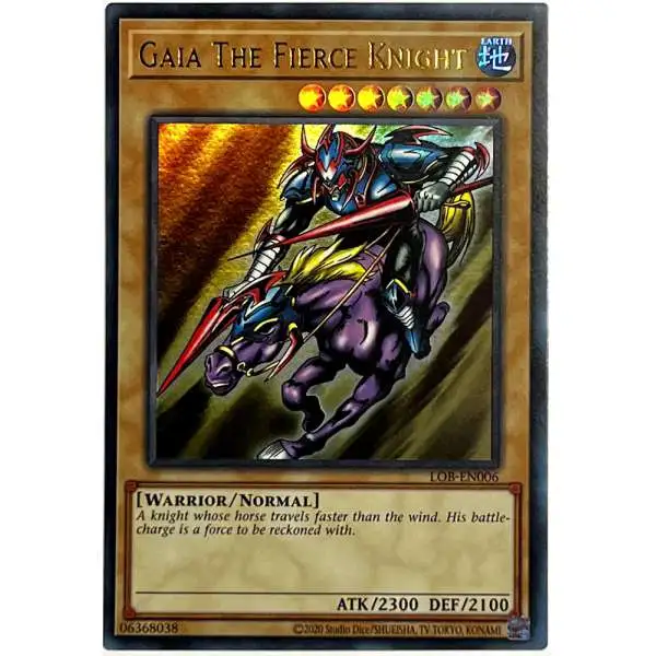 YuGiOh Trading Card Game Legend of Blue Eyes White Dragon 25th Anniversary Ultra Rare Gaia The Fierce Knight LOB-EN006