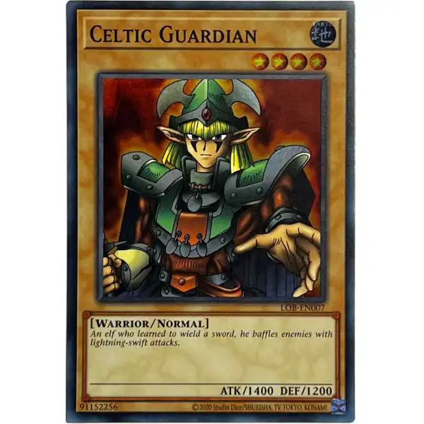 YuGiOh Trading Card Game Legend of Blue Eyes White Dragon 25th Anniversary Super Rare Celtic Guardian LOB-EN007