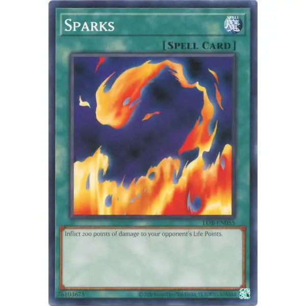 YuGiOh Trading Card Game Legend of Blue Eyes White Dragon 25th Anniversary Common Sparks LOB-EN055