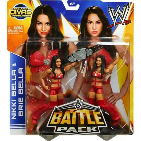 WWE Wrestling Battle Pack Series 26 Nikki Bella & Brie Bella Action Figure 2-Pack [Red Outfits, Divas Championship]